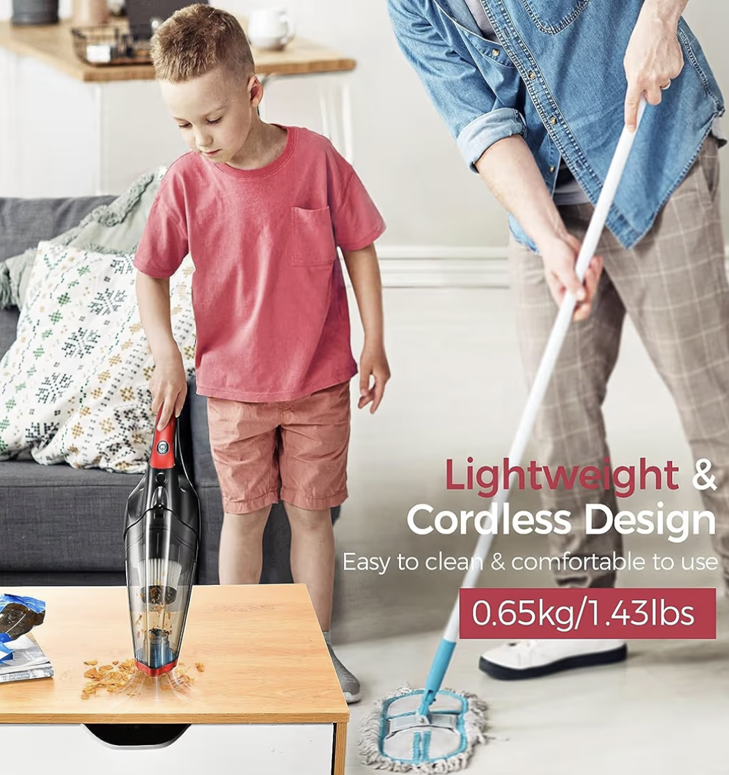 SWIFT Handheld Car Vacuum Cleaner Cordless, Portable Car Vacuum Cleaner with LED Display, Rechargeable Mini Dust Buster for Car, Home, Office Cleaning