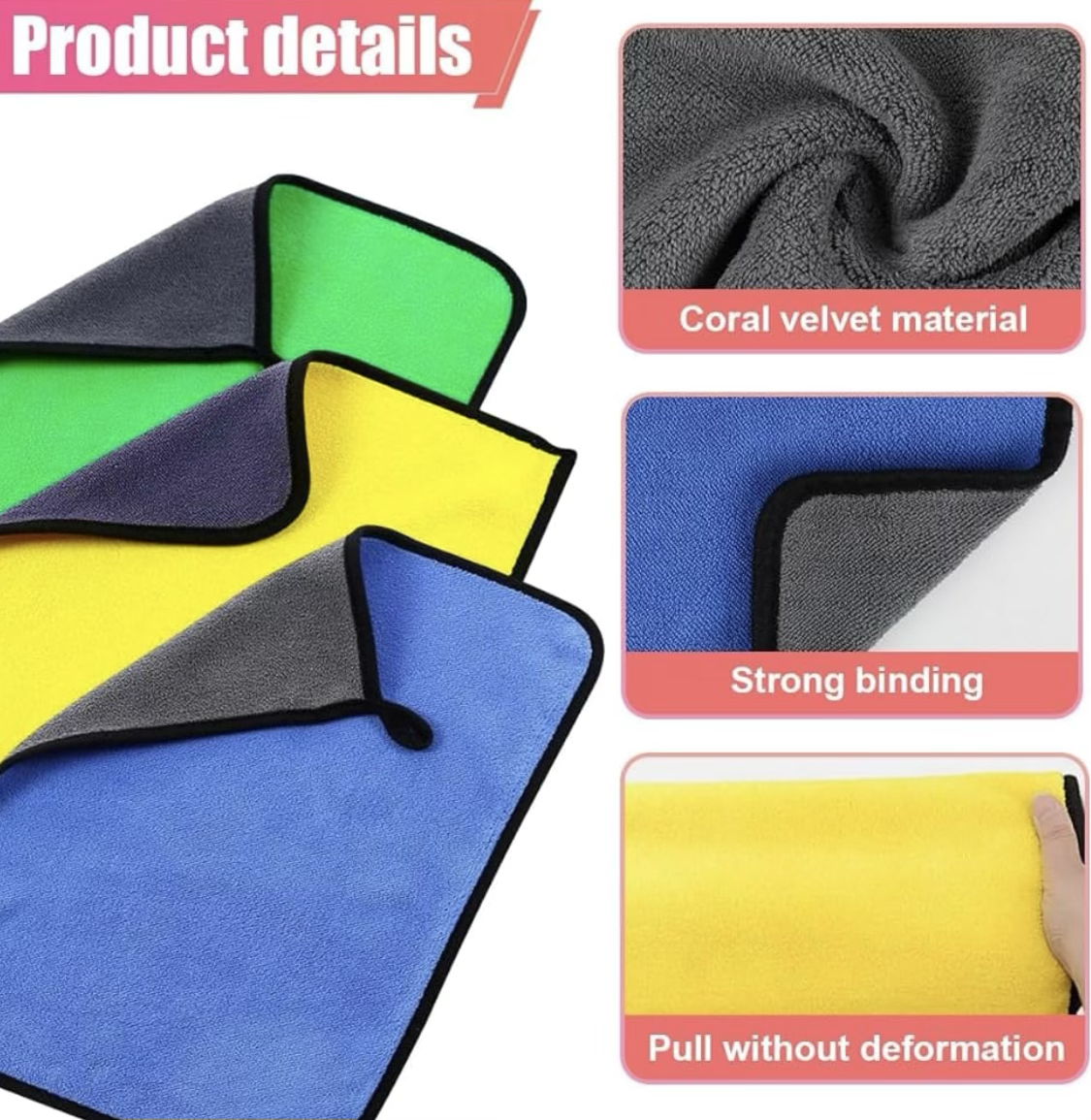 SKY-TOUCH 3pcs Kitchen Towel, Multipurpose Microfiber Cleaning Rags 30x40cm, Double Sided Super Absorbent Dish Towels for Car,Windows,Home and Kitchen