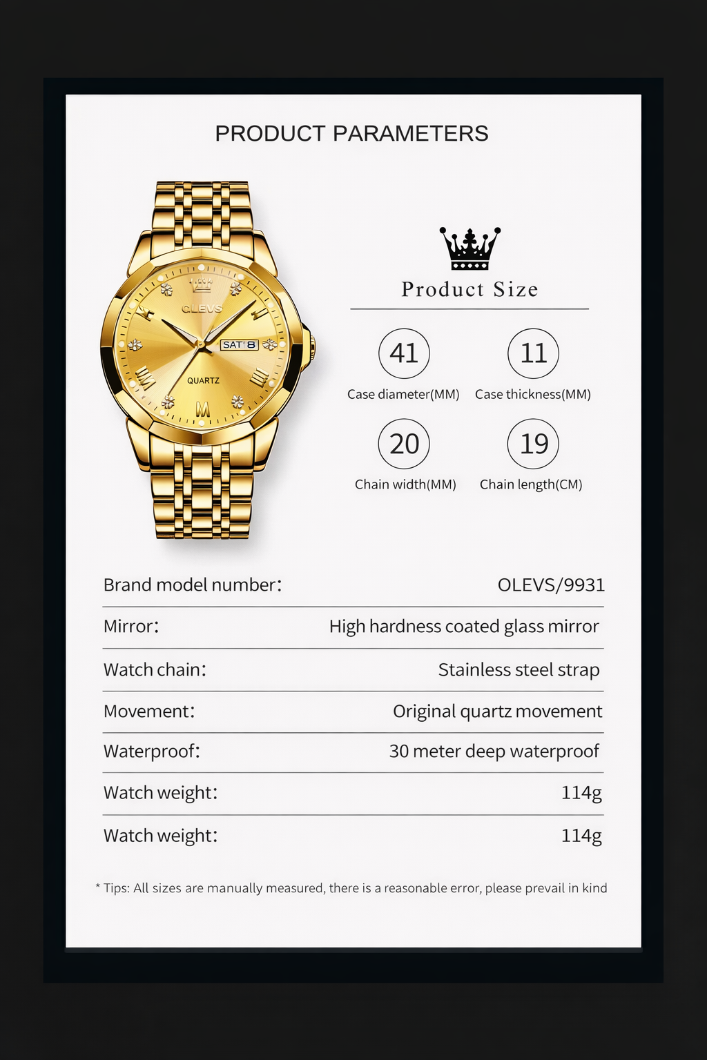 OLEVS Watch for Men Diamond Business Dress Analog Quartz Stainless Steel Waterproof Luminous Date Two Tone Luxury Casual Wrist Watch