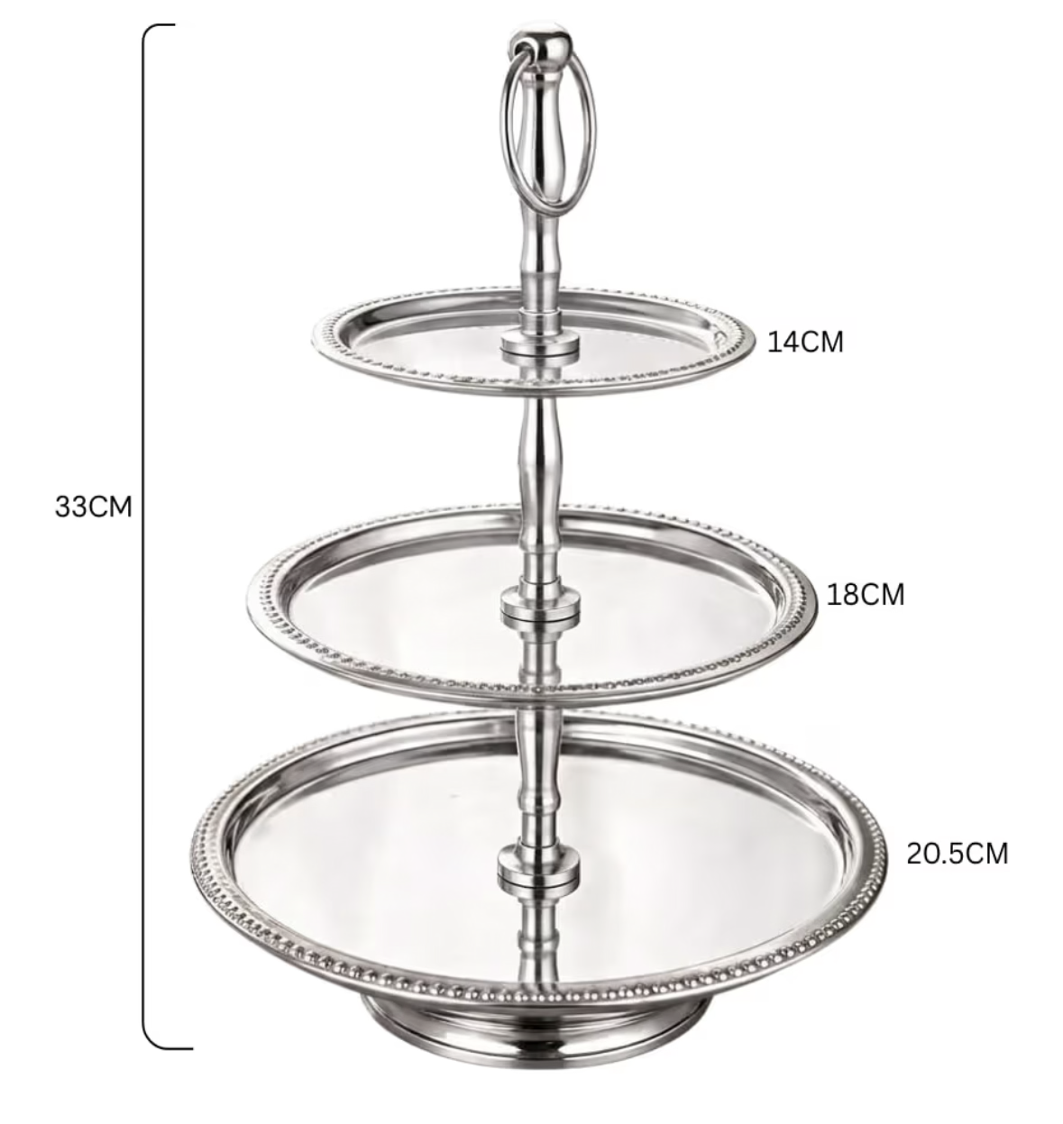 Seagull Dessert Stand Stainless Steel Serving Tray for Cupcakes, Cakes & Pastries | Elegant Dessert Display for Weddings, Parties, Afternoon Tea (3TIER)