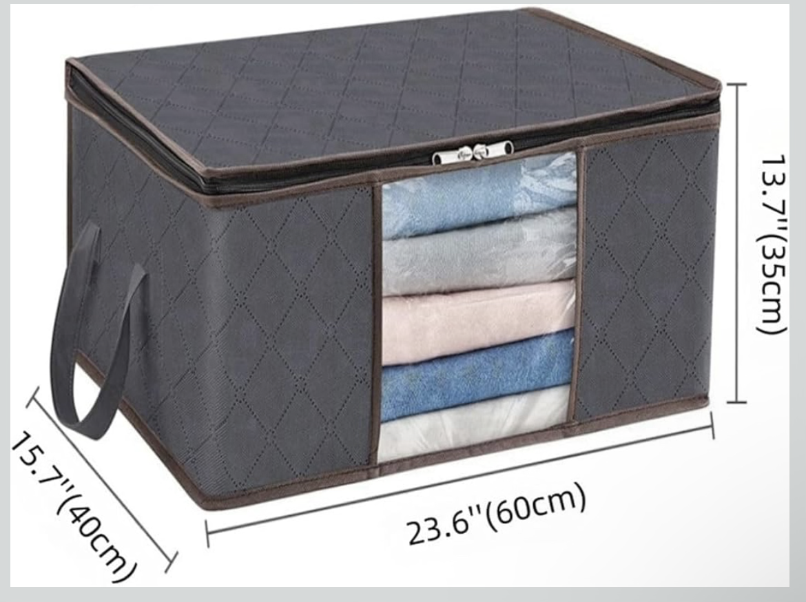6 Pack 60x40 cm Large Foldable Clothing Storage Bags – 90L Foldable Clothes Storage Containers - Reinforced Handles & Heavy-Duty Fabric for Comforters, Clothes, Blankets, & Bedding