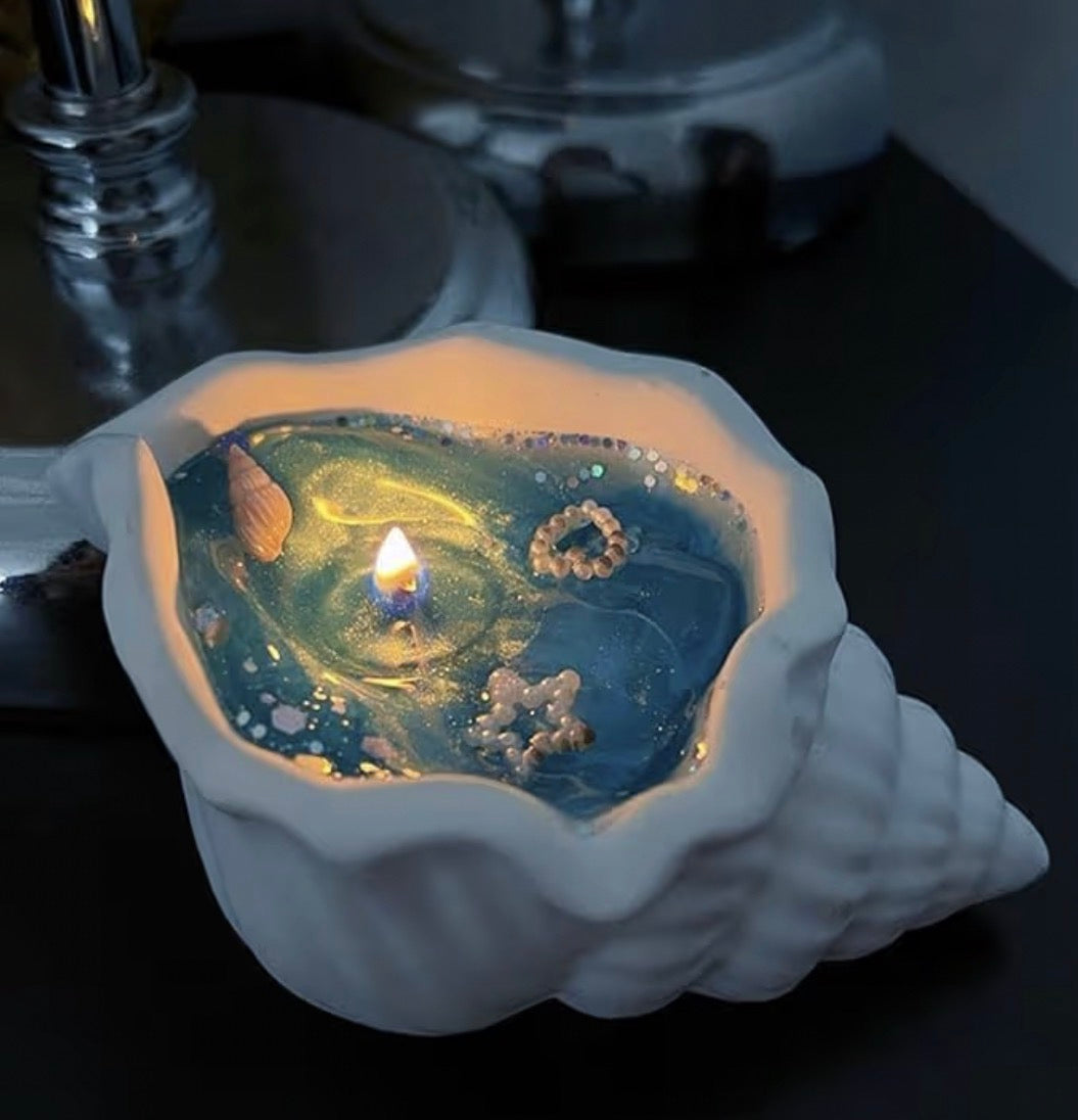 YelaJoy Ocean Shell Conch Scented Candle,Sea Shell Scented Good Luck Candle,Scented Candles Gifts for Women,Handmade Natural Scented Candles for Decorative and Meditation Stress Relief