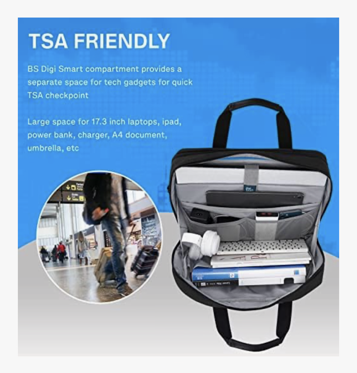 17.3 Inch Laptop Bag (Unisex Adults), Expandable Briefcase for Men Women Anti-Theft Computer Bag
