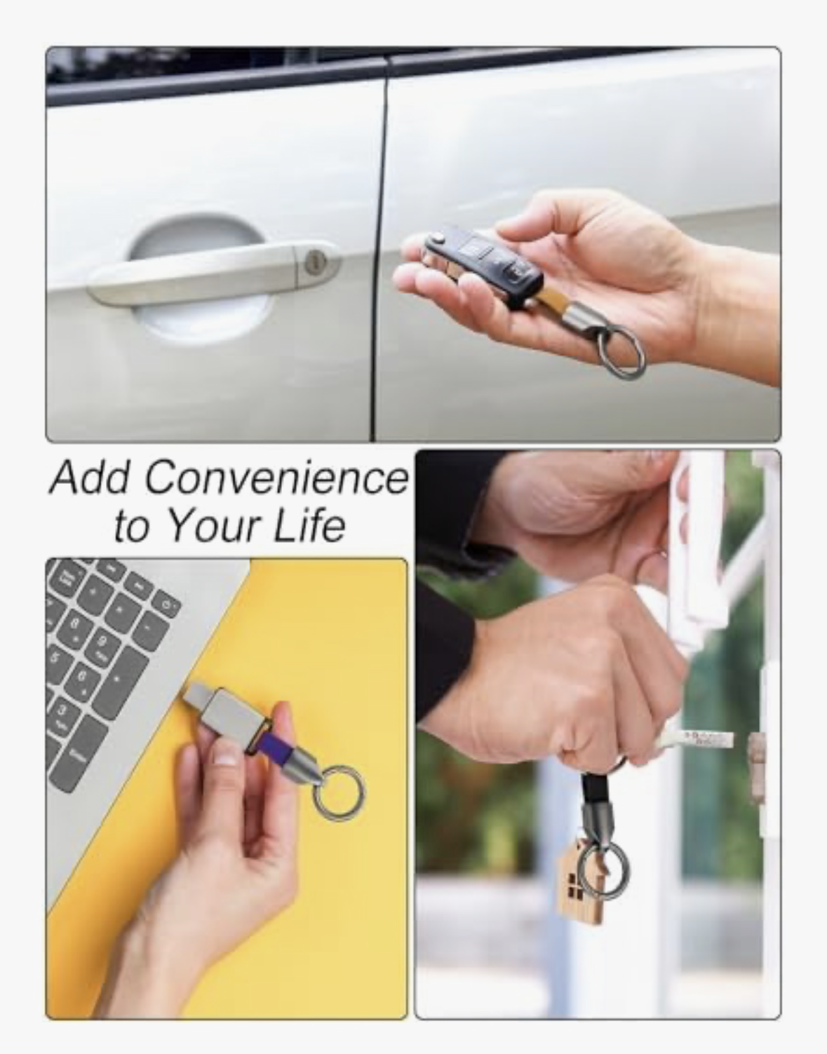 Car Key Chain Ring and Clip — Small Car Key Accessories with Hanging Rings and Zinc Alloy Clip