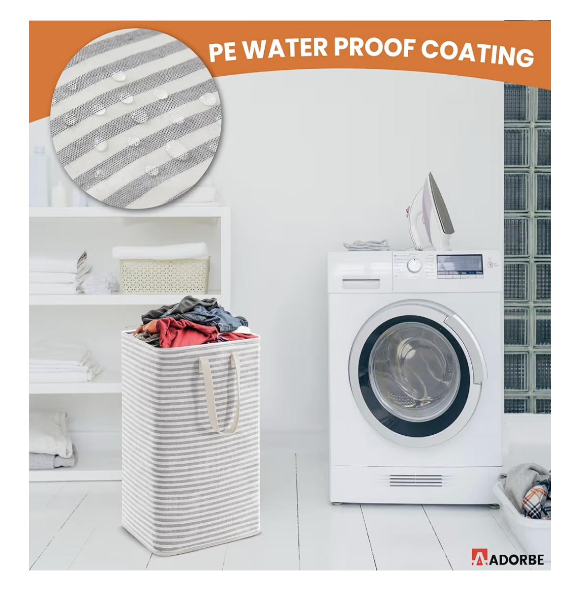 Large Laundry Basket, Waterproof, Freestanding Collapsible Laundry Hamper, Tall Clothes Hamper for Laundary with Easy Carry Handles for Dirty Clothes Toys Organizer