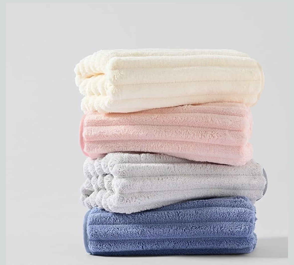 28X56 Inches Premium Bath Towel, Durable Microfiber Coral Velvet Highly Absorbent Towels - Multipurpose Use as Bathroom, Shower, Sports, Yoga Towel (Blue)