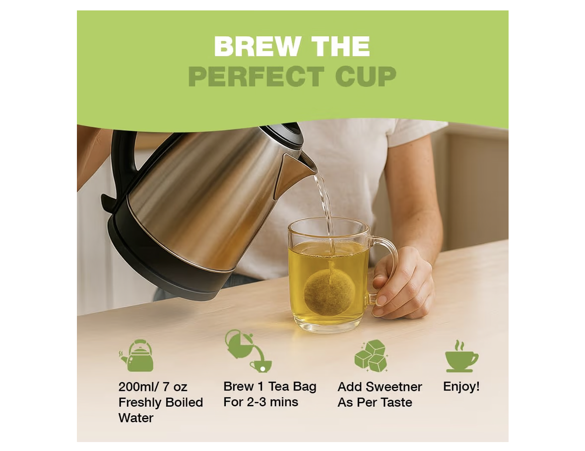 HANDPICK, Green Tea Bags - 100 Eco-Friendly Tea Bags | 100% Halal Certified | Resealable Pack for Freshness | Delicate & Flavory | Direct From India
