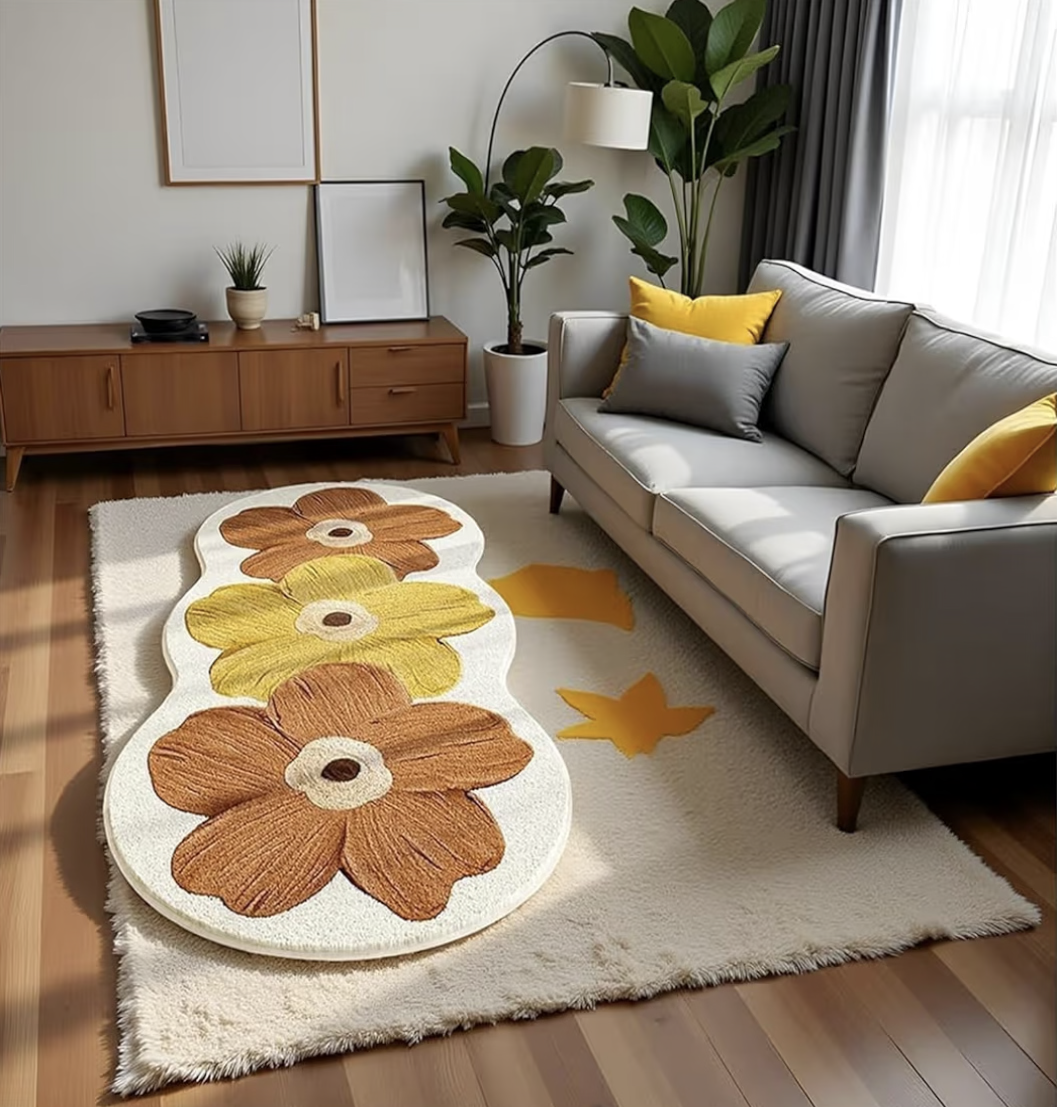 YelaJoy Flower Pattern Non-Slip Washable Rugs
