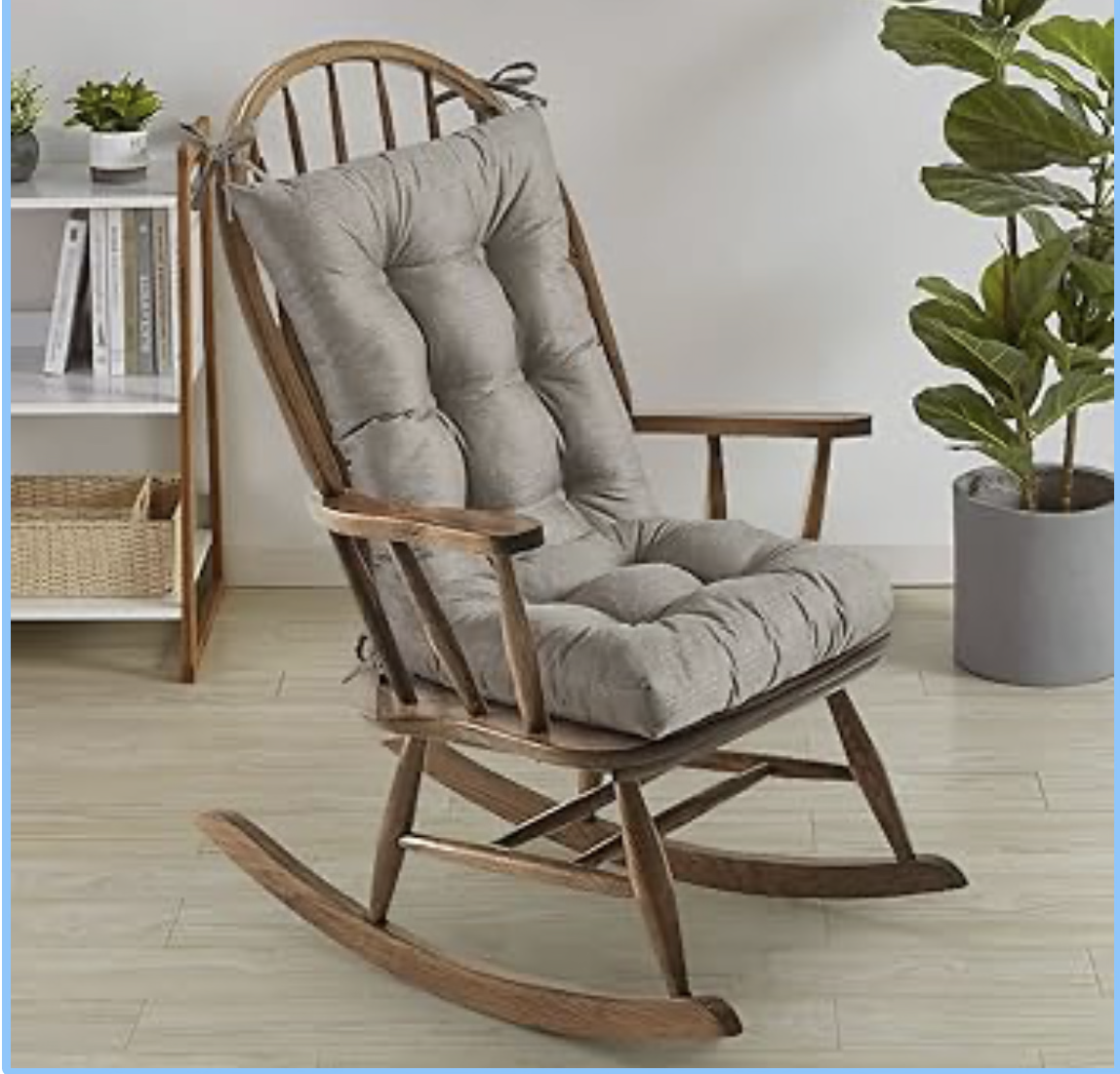 Sweet Home Collection Rocking Chair Cushion Premium Tufted Pads Non Skid Slip Backed Set of Upper and Lower with Ties, 1 Count (Pack of 1), Taupe