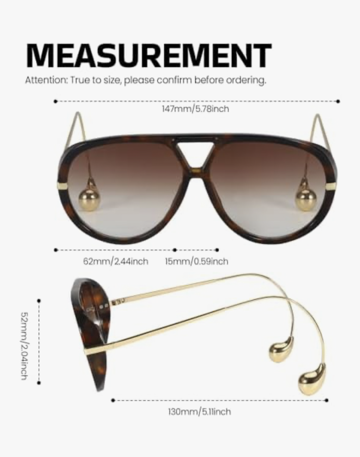 SODQW Aviator Sunglasses for Women With Earring Trendy Oversized Sun Glasses with Double Bridge 2025 Ladies Shades