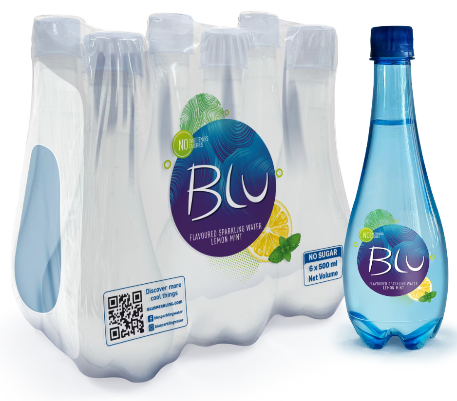 Oasis Blu Sparkling Lemon & Mint Water, No Added Sugar, Zero Calaroies, 500ML Pack Of 6 Bottles