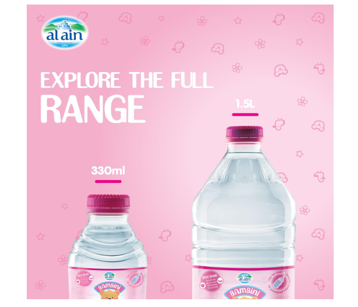Al Ain Water Bambini, 1.5L Water, Pack of 6, Food Preparation Bottled Water, Ready to Use, Formulated Especially for Babies