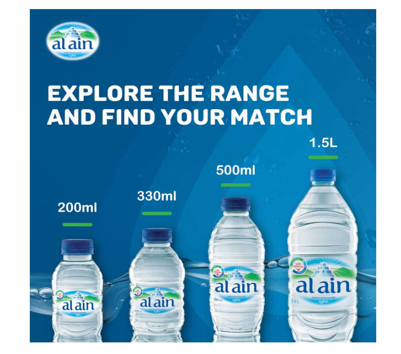 Al Ain Water 100ml Pack of 48, Low Sodium Water, Balanced Mineral Composition Nourishing Al Ain