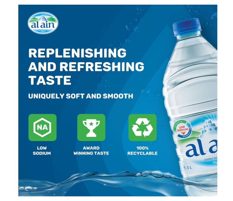 Al Ain Water 1.5L, Pack of 12, Low Sodium Water, Balanced Mineral Composition Nourishing Package design may vary