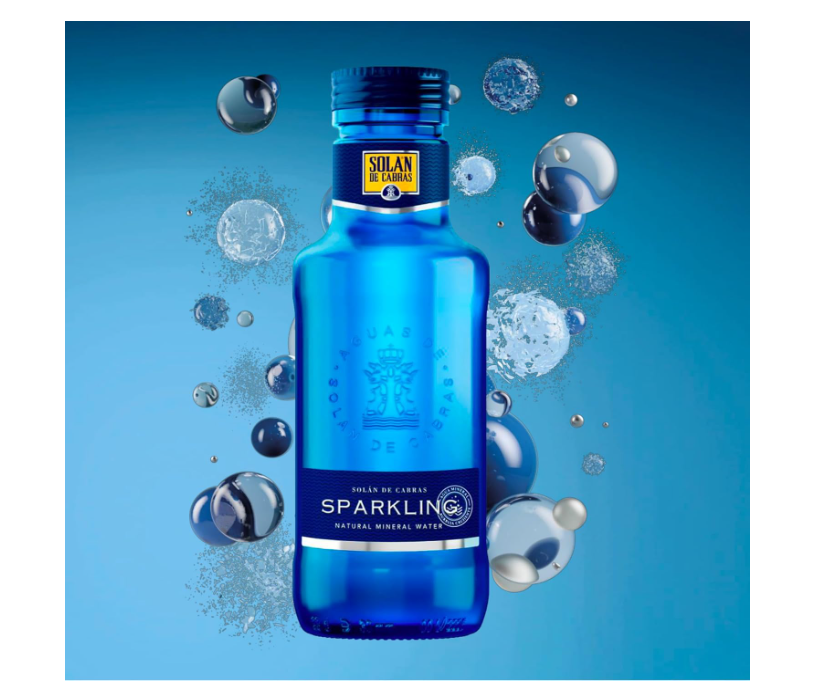 Solan de Cabras Premium Sparkling Mineral Water 330ml x 24 | Refreshing Bubbles | Glass Bottles | Pure & Natural Magnesium | I al for Dining, Celebrations, and Refreshing Drinks