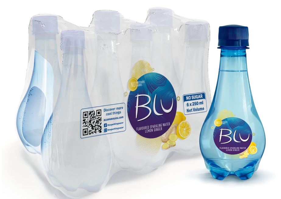 Blu Sparkling Ginger Lemon water, No Added Sugar, Zero Calaroies, 250 ML Pack Of 6