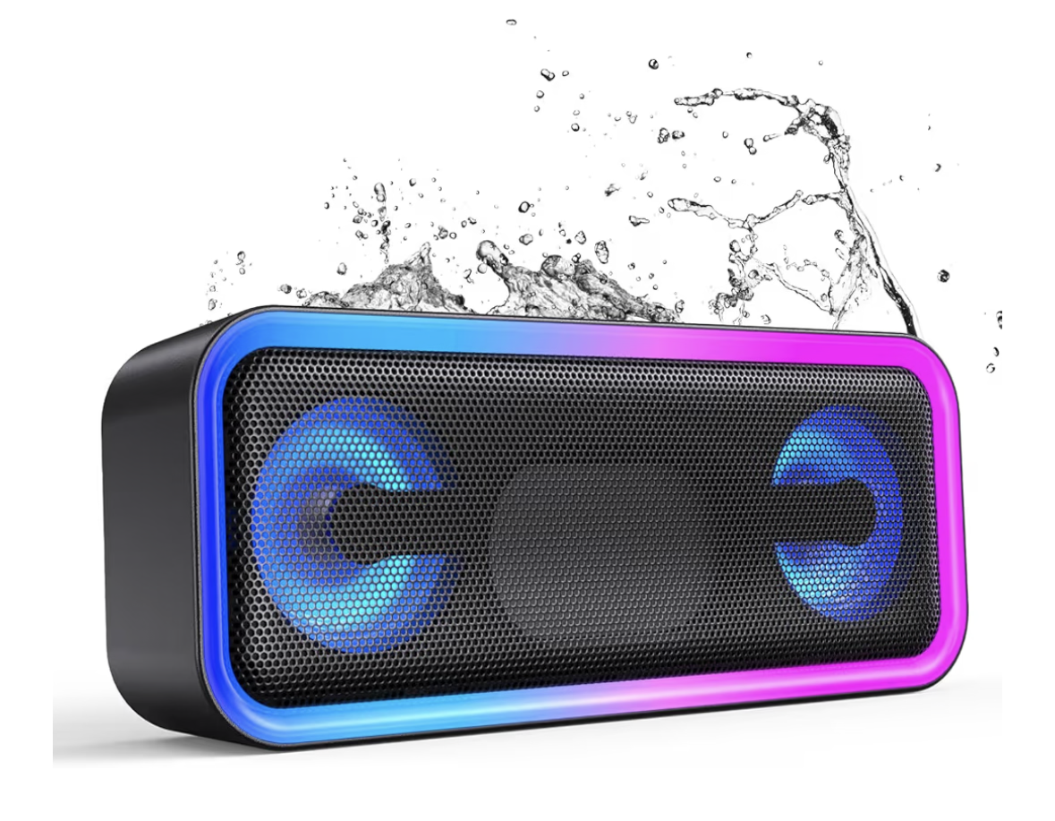 Portable Bluetooth Speaker, 20W Deep Bass Wireless Speaker with RGB Lights, IPX5 Waterproof, 18H Playtime, Bluetooth 5.3, TWS Pairing, Hi-Fi Stereo Sound for Outdoor, Travel, Beach & Party