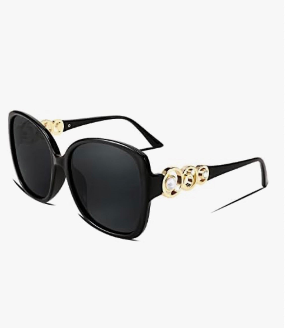 FEISEDY Polarized Fashion Sunglasses Oversized Women Trendy Square Frame with Pearl Sparkling B2821
