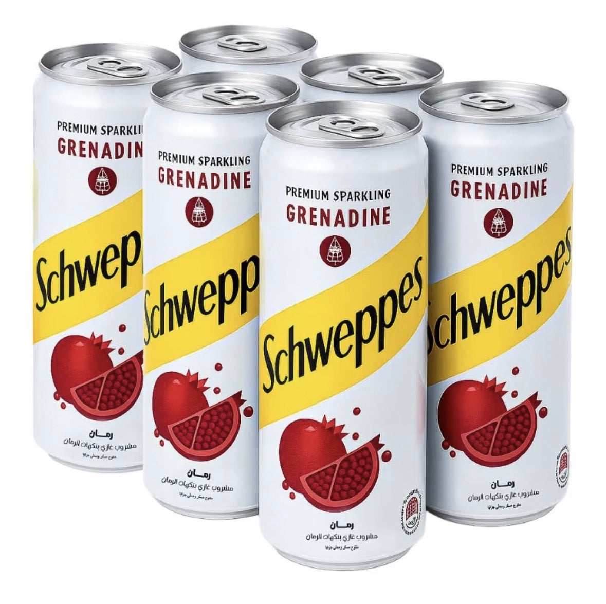 Schweppes Premium Sparkling Grenadine, Combo 6 cans, 240ml, Pomegranate Flavoured Carbonated Drink