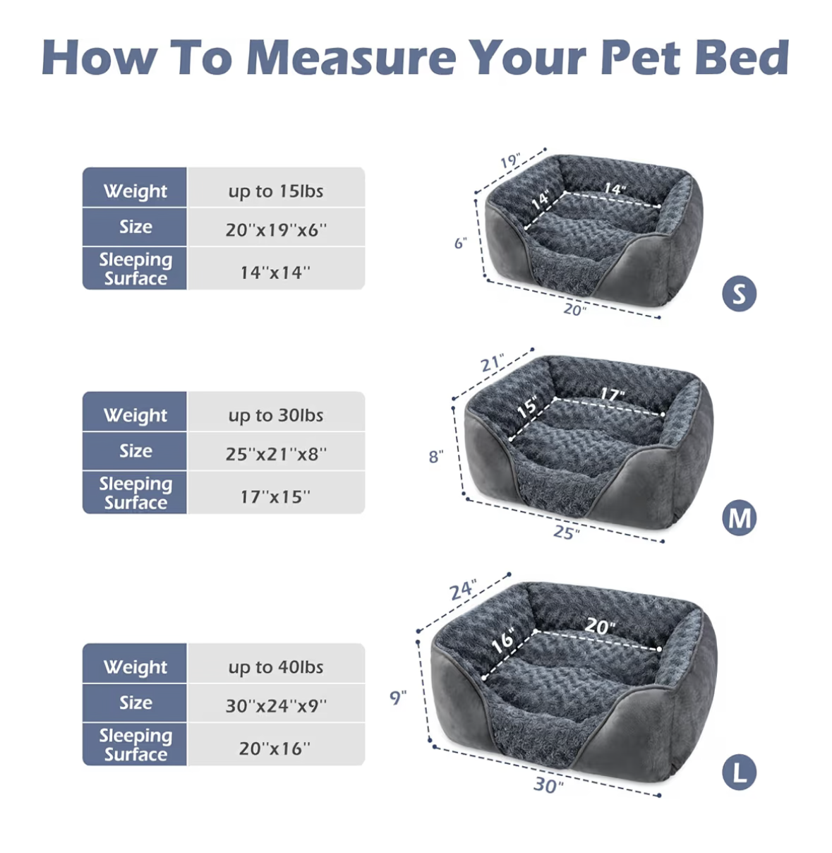 INVENHO Dog Bed for Large Medium Small Dogs/Puppy, Rectangle Washable, Orthopedic, Soft Calming Sleeping Durable Pet Cuddler with Anti-Slip Bottom S(20"x19"x6"
