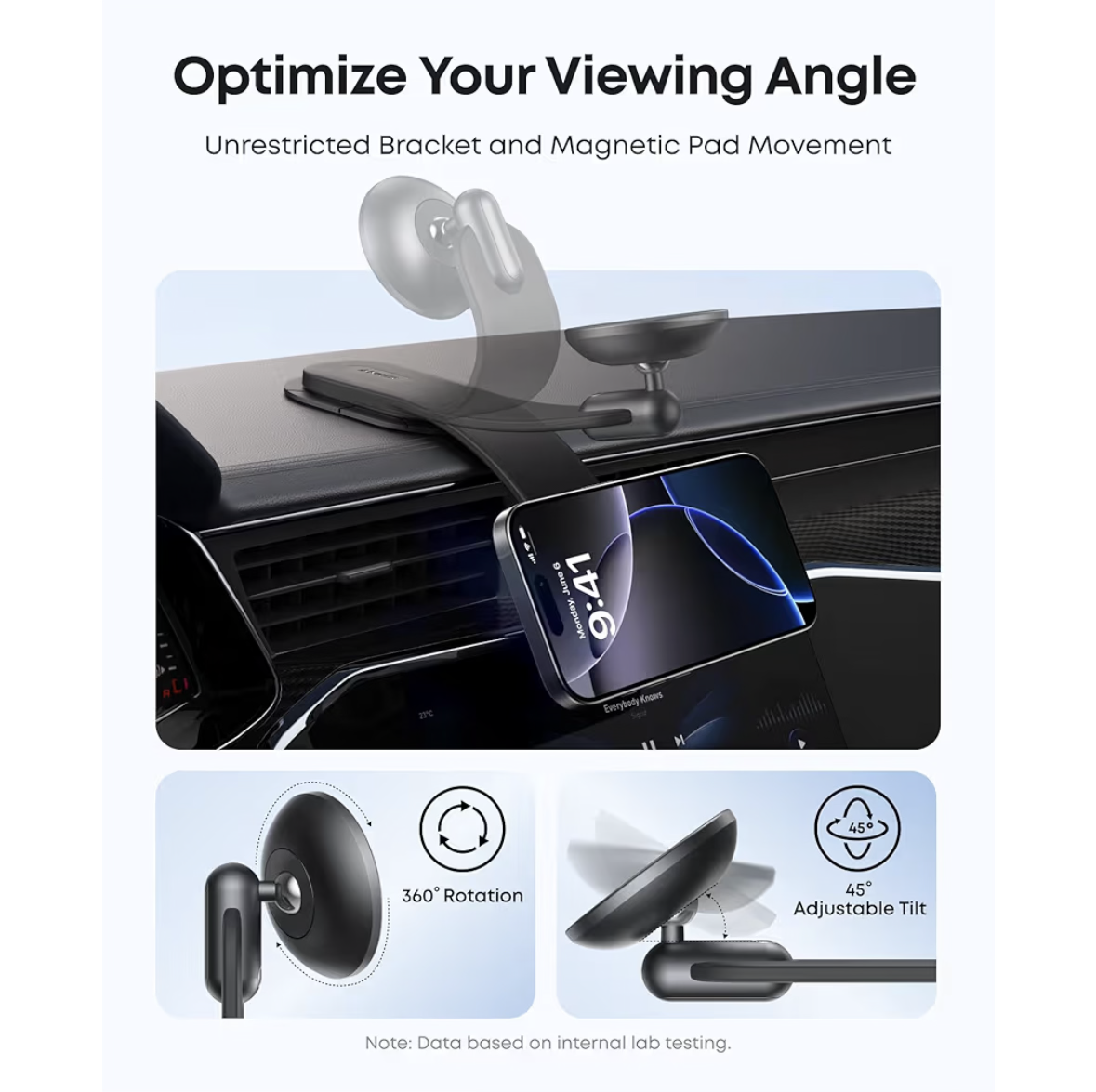 Anker Magnetic Car Mount for iPhone 16/15, 360° AdjustableCar Phone Holder with Alloy Bracket, Only for iPhone 16/16 Pro/16 Pro Max/16 Plus and More (Does Not Support Charging)