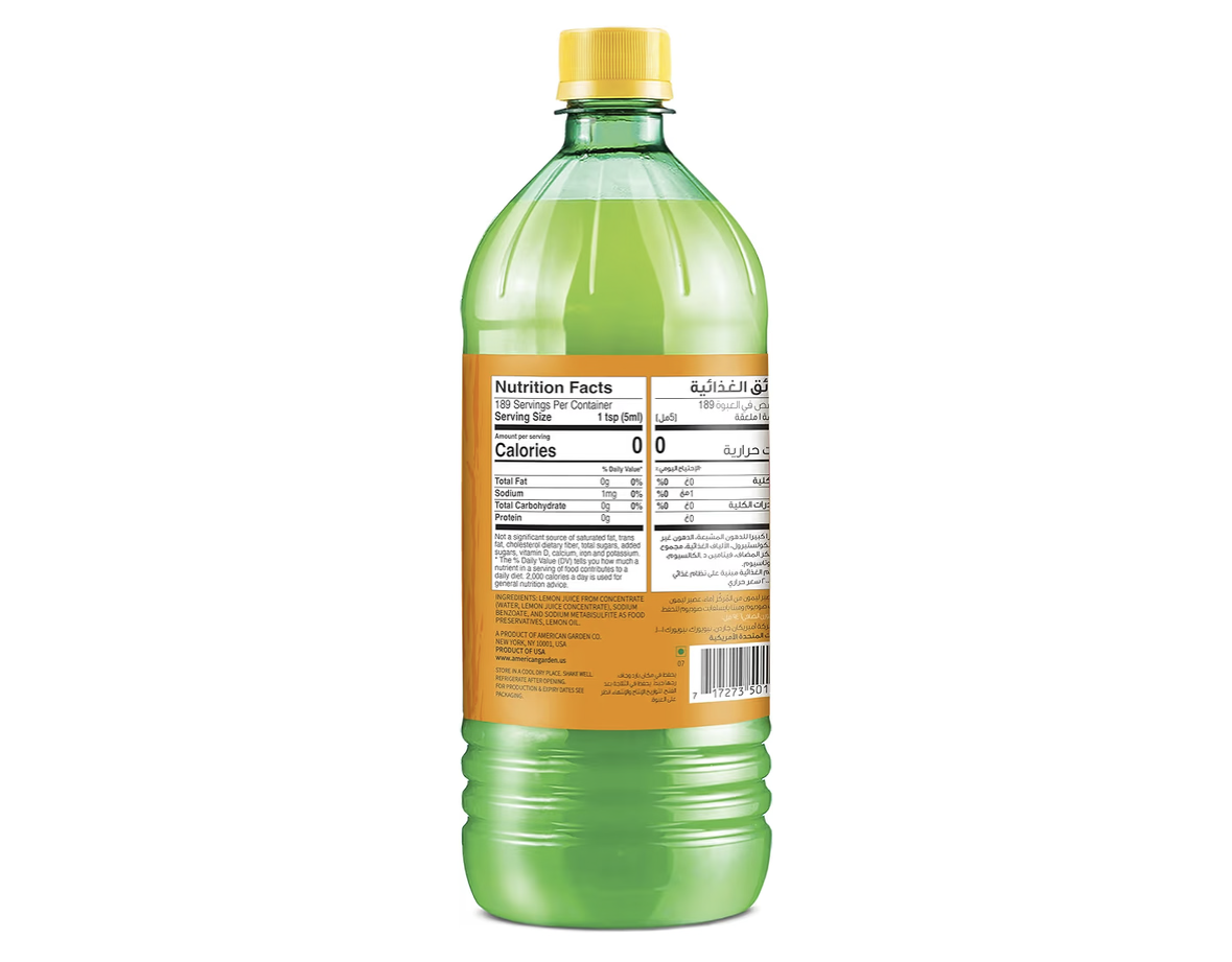 American Garden Lemon Juice From Concentrate, 946 Ml
