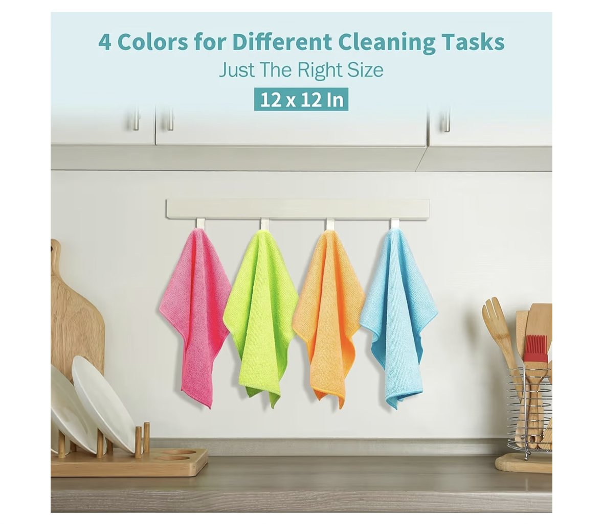 MOMENT 10 Pack Microfiber Cleaning Cloth Reusable and Washable Rags Kitchen Household Cleaning Towels for Dishes, Glass, Counters - Multi-Color (30 x 30cm)