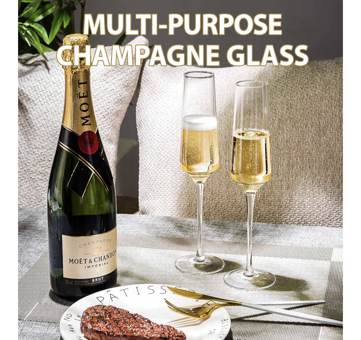 THMINS Champagne Glasses,6-Piece Elegant Crystal Stemmed Flute Set,Perfect for Prosecco,Sparkling Wine, Mimosas,Cocktails,Beverages,Ideal for Weddings,Anniversaries,Parties,Special Occasions