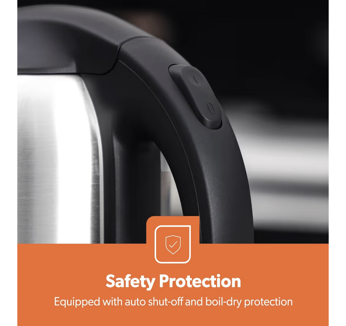 Geepas Stainless Steel Electric Kettle With Auto Shutt off and Boil Dry Protection 1.8 L 1800 W GK5466 Silver/Black