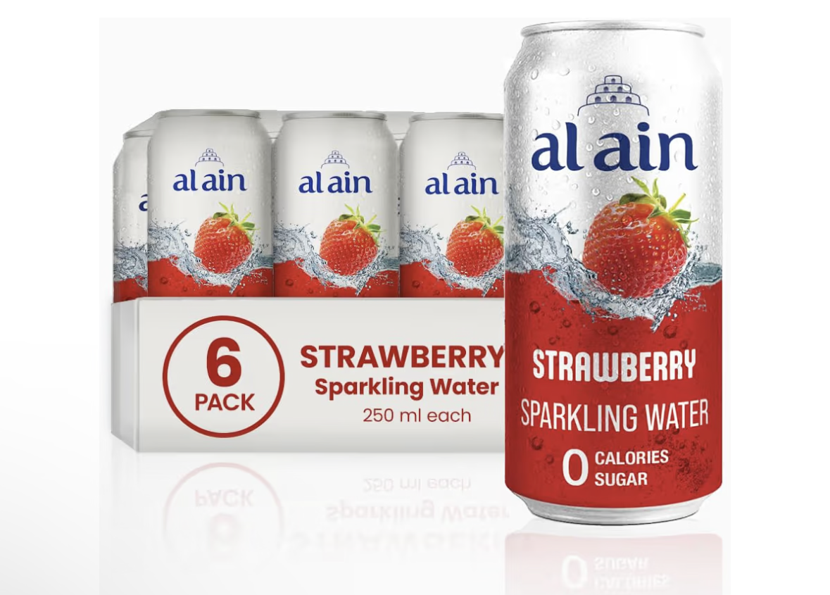 Al Ain Strawberry Sparkling Water 6x250ml Can ZERO Sugar, ZERO Calorie Strawberry Flavor