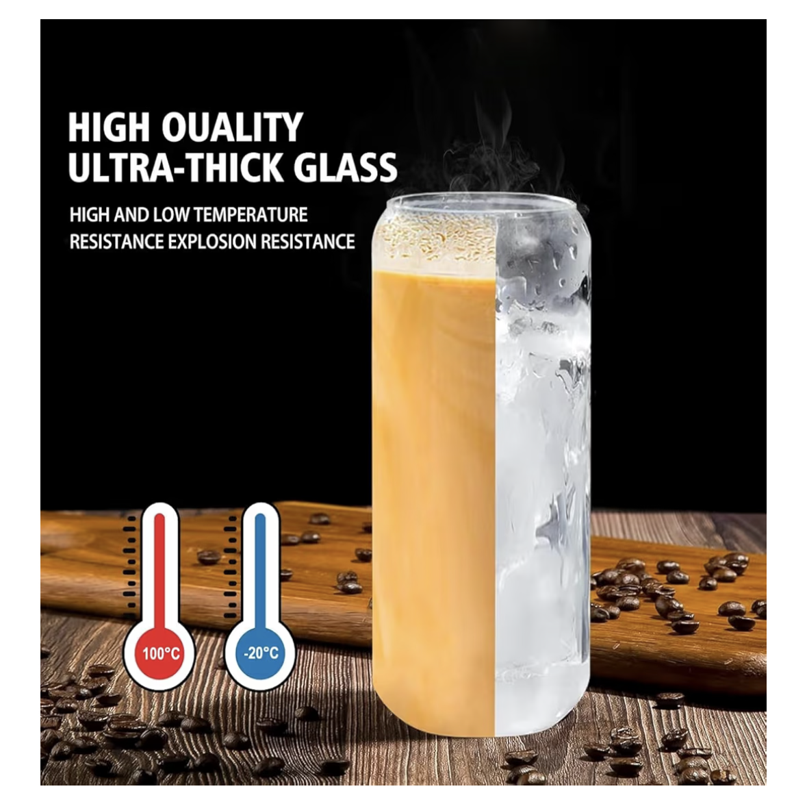 SKY-TOUCH 2 Pcs 550ml Glass Cups with Bamboo Lids and Straws, Clear Iced Coffee Glasses Set, Cute Aesthetic Reusable Drinking Tumblers with Cleaning Brush for Tea, Coffee, Smoothie, Soda