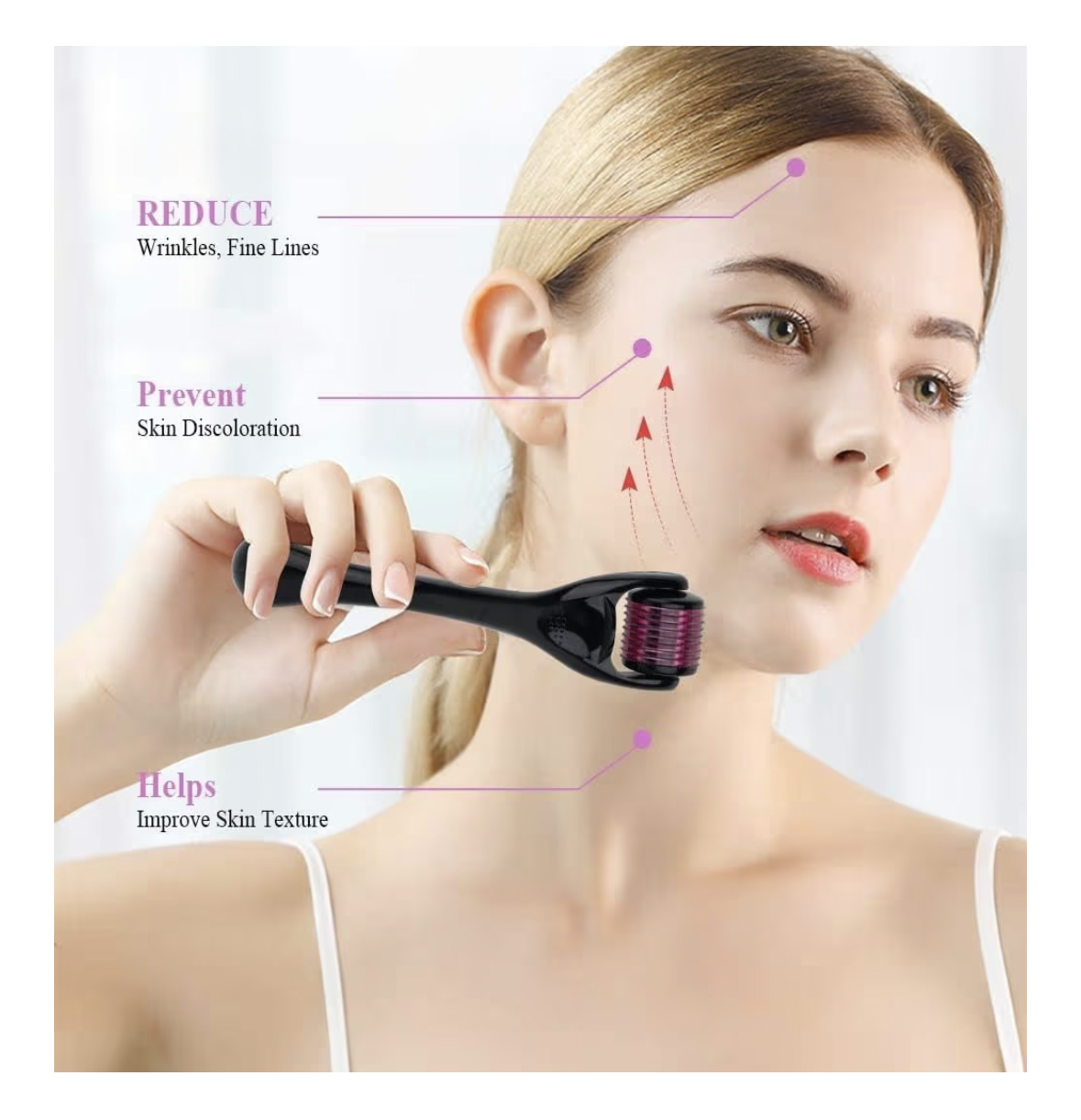 Derma Roller 0.5mm with 540 Titanium Needles : Skin Rejuvenation, Hair Growth, and Cellulite Reduction - Pain-Free Treatment for Thicker, Elastic Skin and Fuller Hair (Pack of 1)