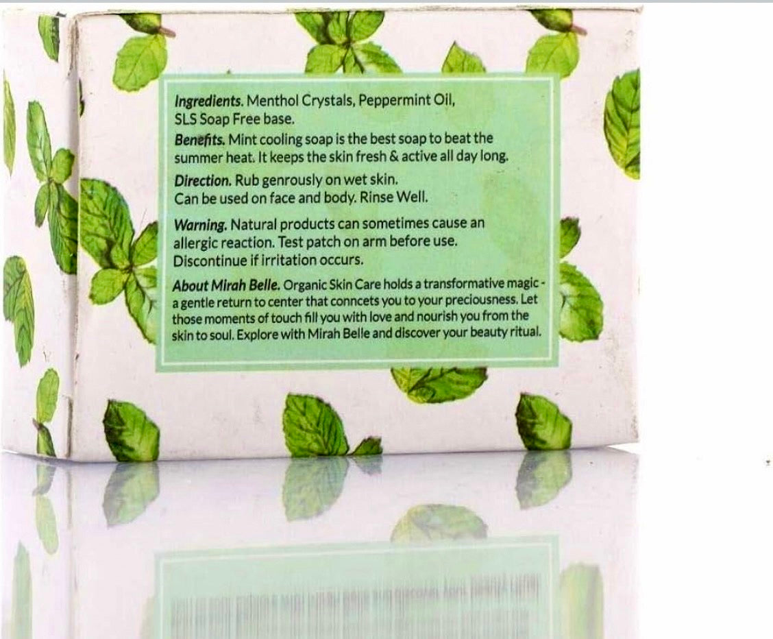 Mirah Belle - Organic Peppermint Cool and Refreshing Soap Bar (125 gm) - Best for Blemished, Acne Prone, Scarred Skin - Natural and Handmade Soap