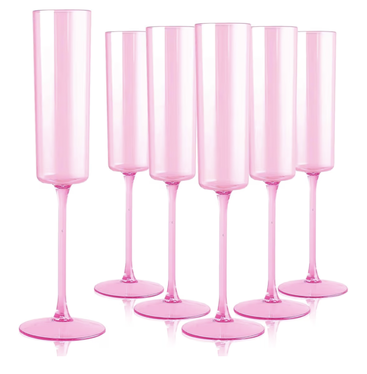 6 Pack Plastic Champagne Flutes, 5.5 Oz Reusable Acrylic Goblets, Unbreakable Disposable Cocktail Glasses, Elegant Party Drinkware for Weddings, Anniversaries & Celebrations (Clear)