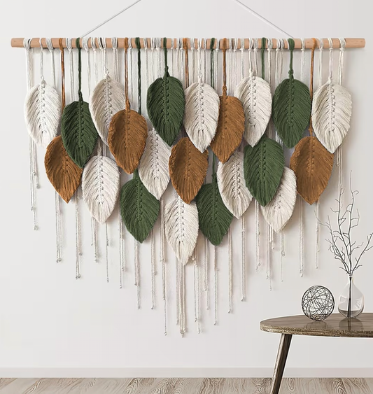 The White Shop Macrame Wall Hanging, Boho Home Decor, Boho Leaves Macrame Tapestry, Bohemian Woven Decoration for Bedroom Living Room Apartment Dorm Gallery Perfect Handmade Gift Ideas