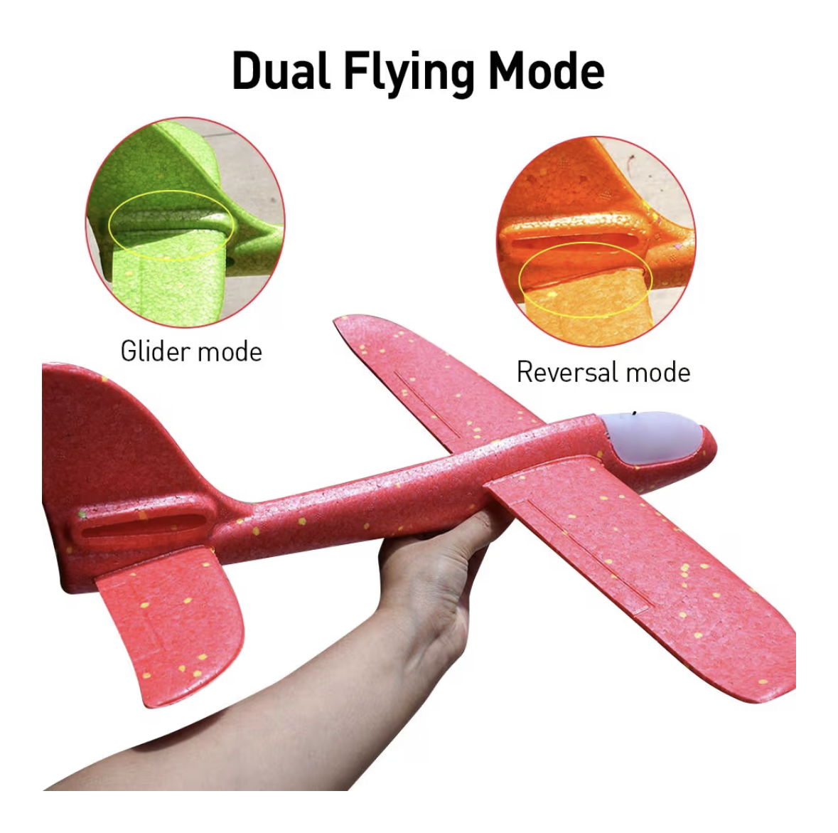 SHOWAY Flying Glider Planes With Flash LED Light 18.9" Foam Flight Mode Throwing Air Plane Aerobatic Airplane Outdoor Sport Game Toys Gift for Kids 3 4 5 6 7 Year Old Boy Green