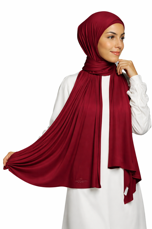Premium Jersey Hijab Shawl, Cotton Blend, 180cm x 90cm, Soft Stretch Headwrap