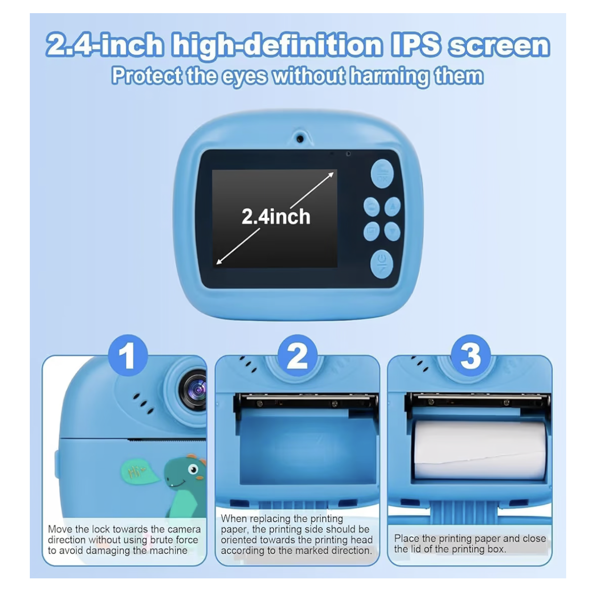 Instant Print Camera for Kids, 1080P HD Instant Print Photo with 3 Rolls Photo Paper & 5 Color Pens & DIY Graffiti, Birthday Gifts for Boys Girls (Blue(Astronaut))