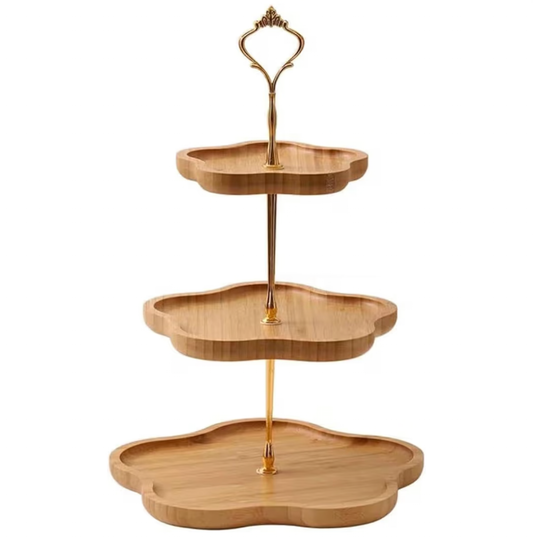Tazweeq Tiered Serving Tray, 3-Tier Wood Tiered Serving Tray Cupcake Tower, Tiered Tray for Fruits Cakes Dessert