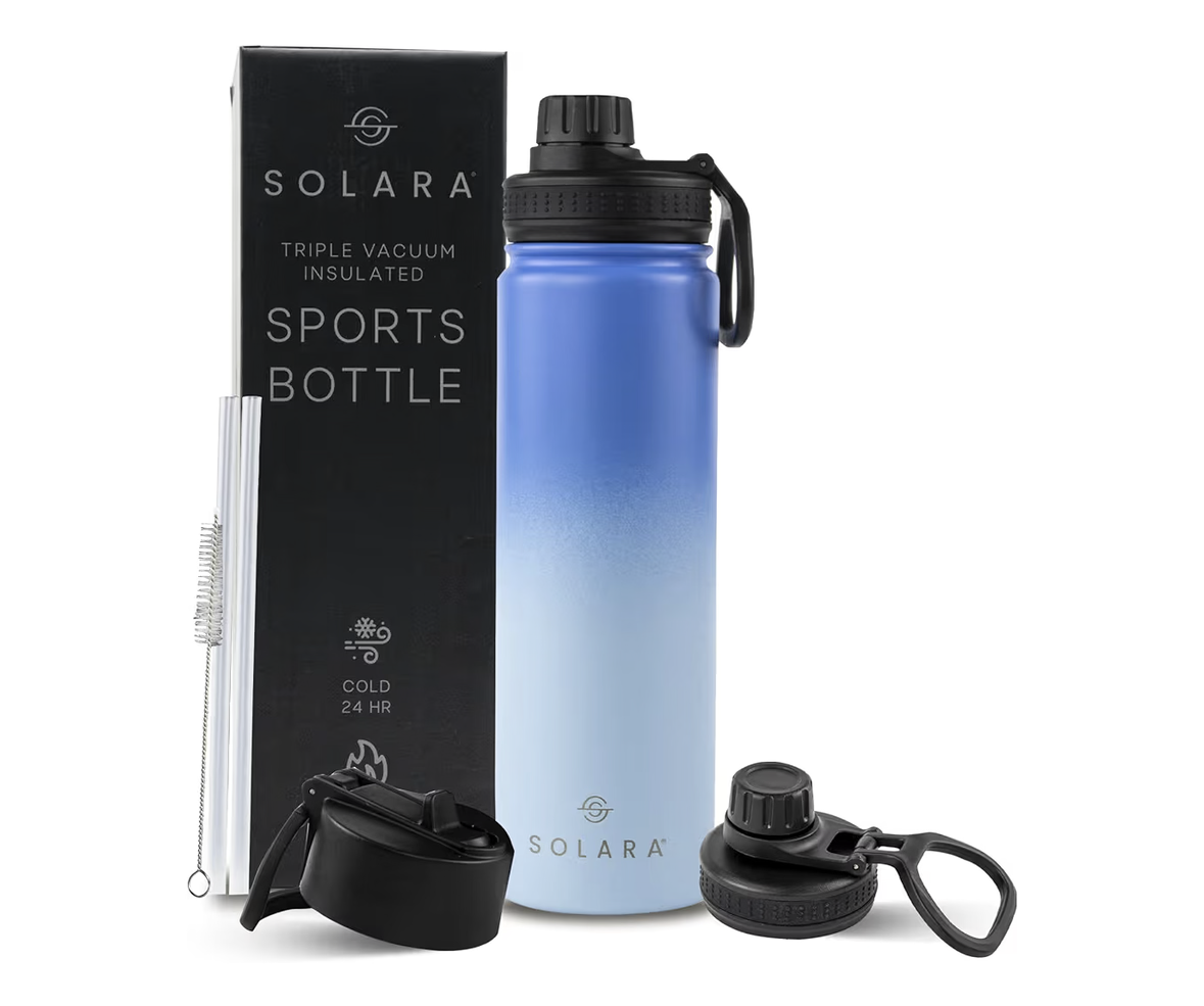 SOLARA Insulated Bottle 650ml, Hot Water Bottle, Thermosteel Water Bottle for Travel, Home, Office, School, Gym, Adults, Water Bottle Hot and Cold, Sipper Bottle, Blue Wave