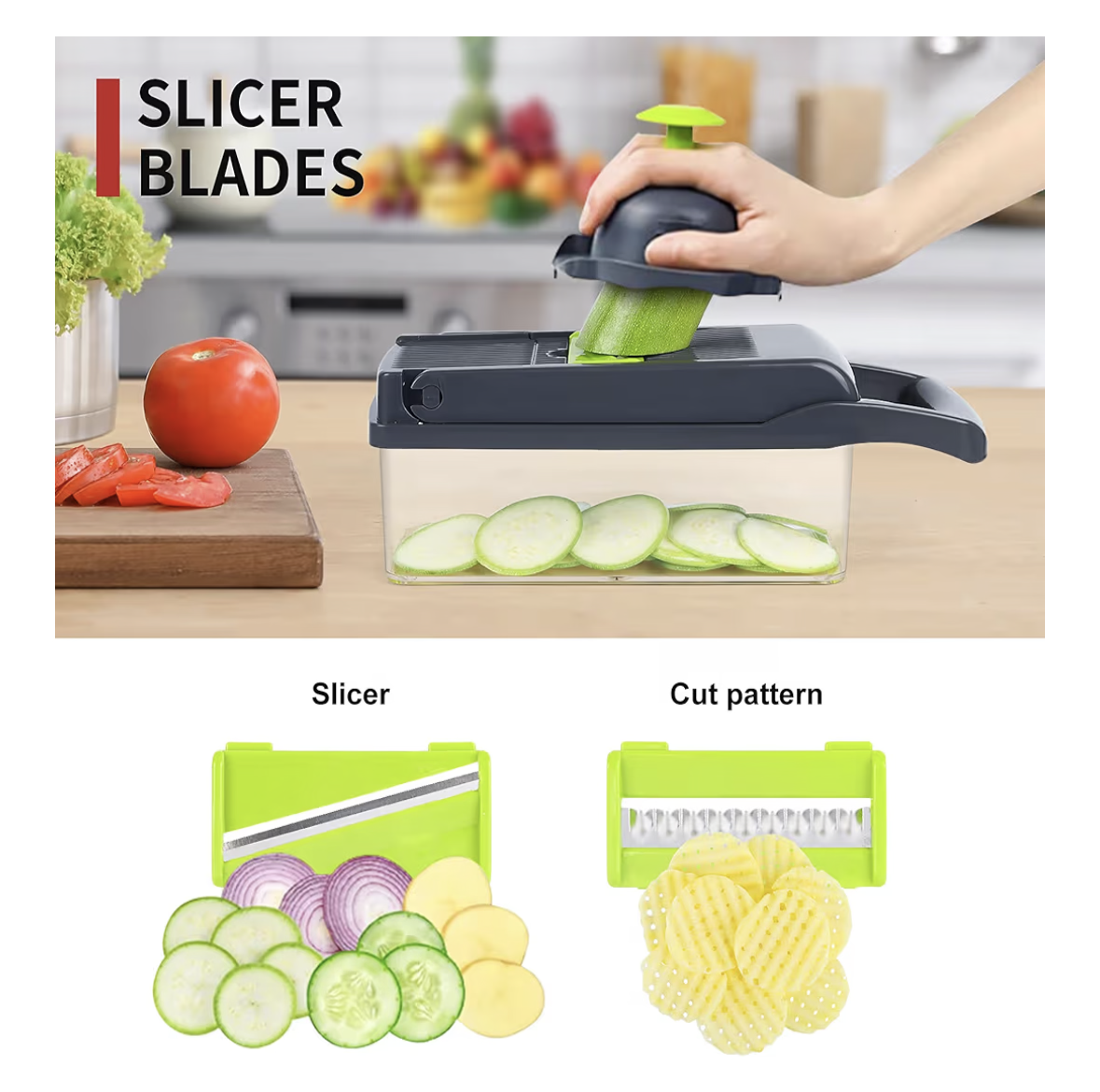 Vegetable Chopper, Onion Chopper, Mandolin Slicer,Pro 10 in 1professional food Choppermultifunctional Vegetable Chopper and Slicer, Dicing Machine, AdjustableVegetable Cutter With Container