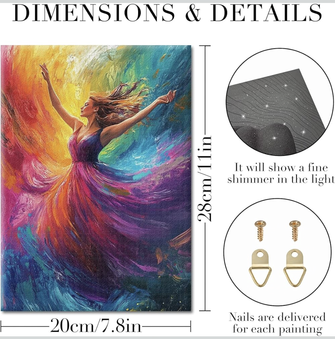 Framed Canvas Wall Art Print, Modern Ready to Hang Home Decor Abstract, Wall Hanging Decor Painting Poster Artwork for Living Room, Bedroom, Bathroom, Gift, Home Decoration 7.8 x 11 Inch D51