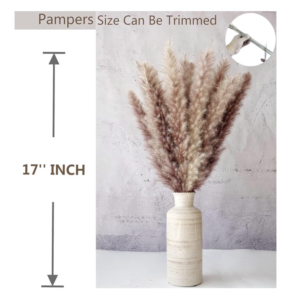 110 Pcs Dried Pampas Grass Bouquet, Bunny Tails & Pampas Grass, Brown & White, Boho Home Decor, Wedding & Party Decorations