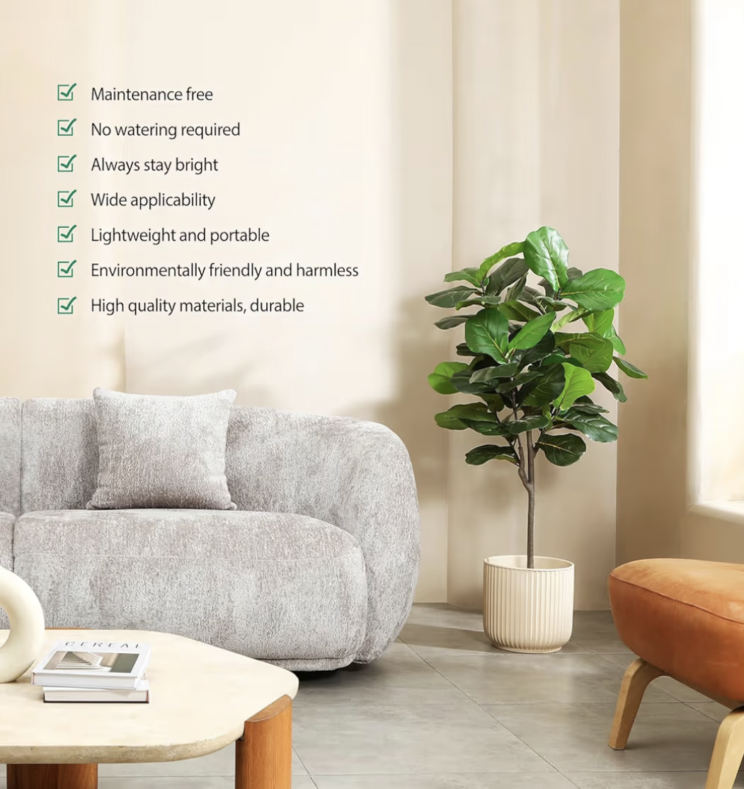 Artificial Ficus tree with Lifelike Leaves,Perfect lifelike Plant for Home Decor and Office Decor Indoor and Outdoor, Garden and Modern Decor Housewarming Gift