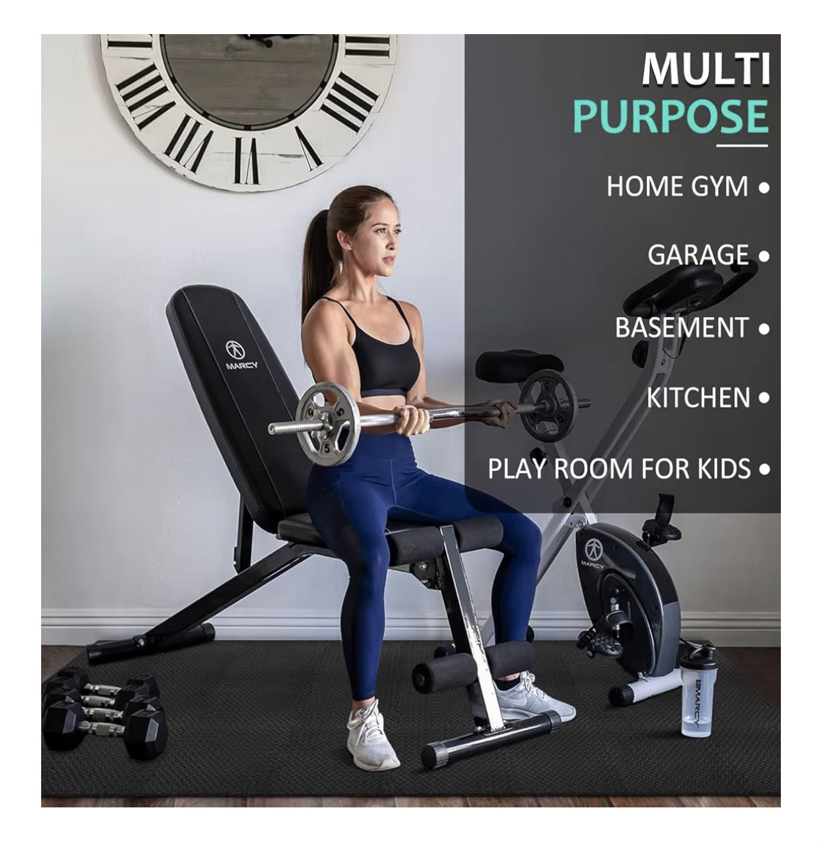 MOMENT Exercise Floor Mat 6 Pack, Soft Interlocking Puzzle EVA Foam Gym Mat Floor Tiles, Non Slip Baby Playmat for Home Gym Playing Exercising, 40x40x1cm, 6 Piece (Black)