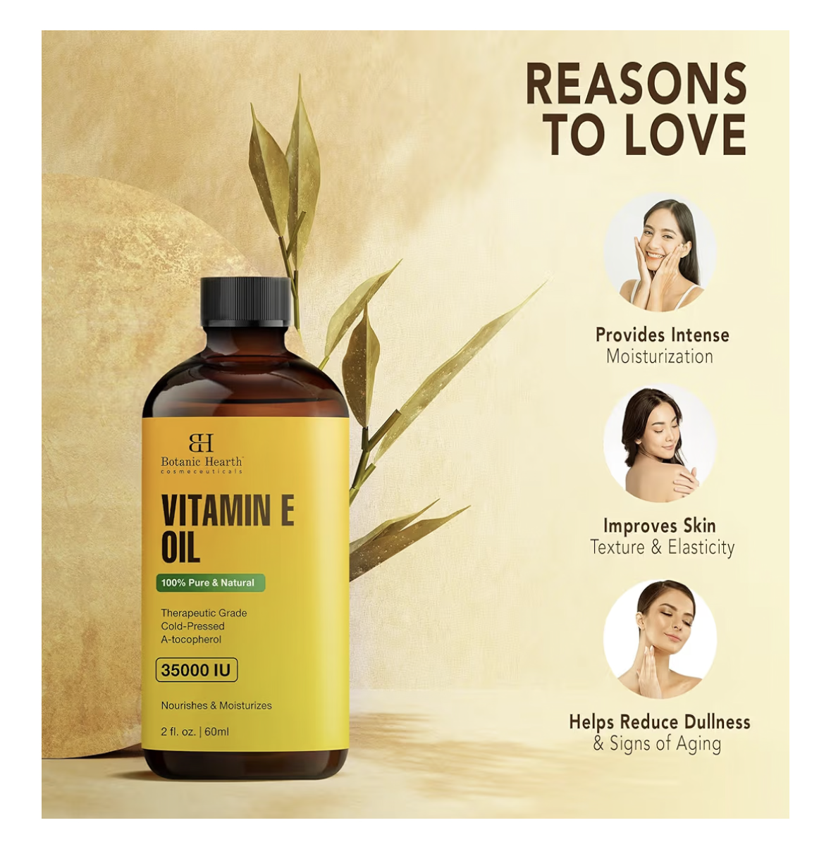 Botanic Hearth Vitamin E Oil | 100% Pure And Natural Oil For Growth Of Nails, Hair, Eyebrows & Eyelashes | 35,000 Iu | Hair & Body Oil With Eyebrow & Eyelash Brush|