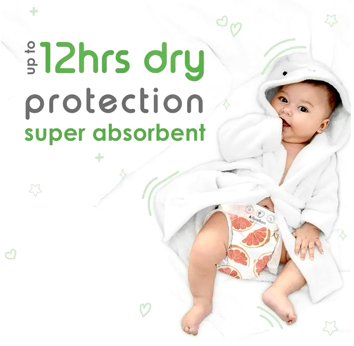 PureBorn Nappies Pure Organic Bamboo Nappies – Nappies Size 4 Hypoallergenic 96 - Nappies Ultra Soft (7 - 12 kg) 100% Plant Based Eco Friendly Assorted Print
