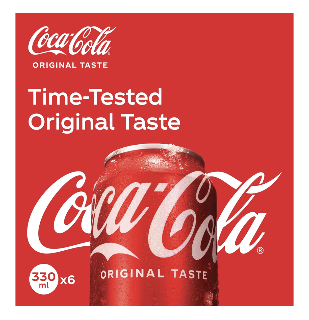 COCA-COLA Original Taste, Carbonated Soft Drink, Can 330ml, pack of 6