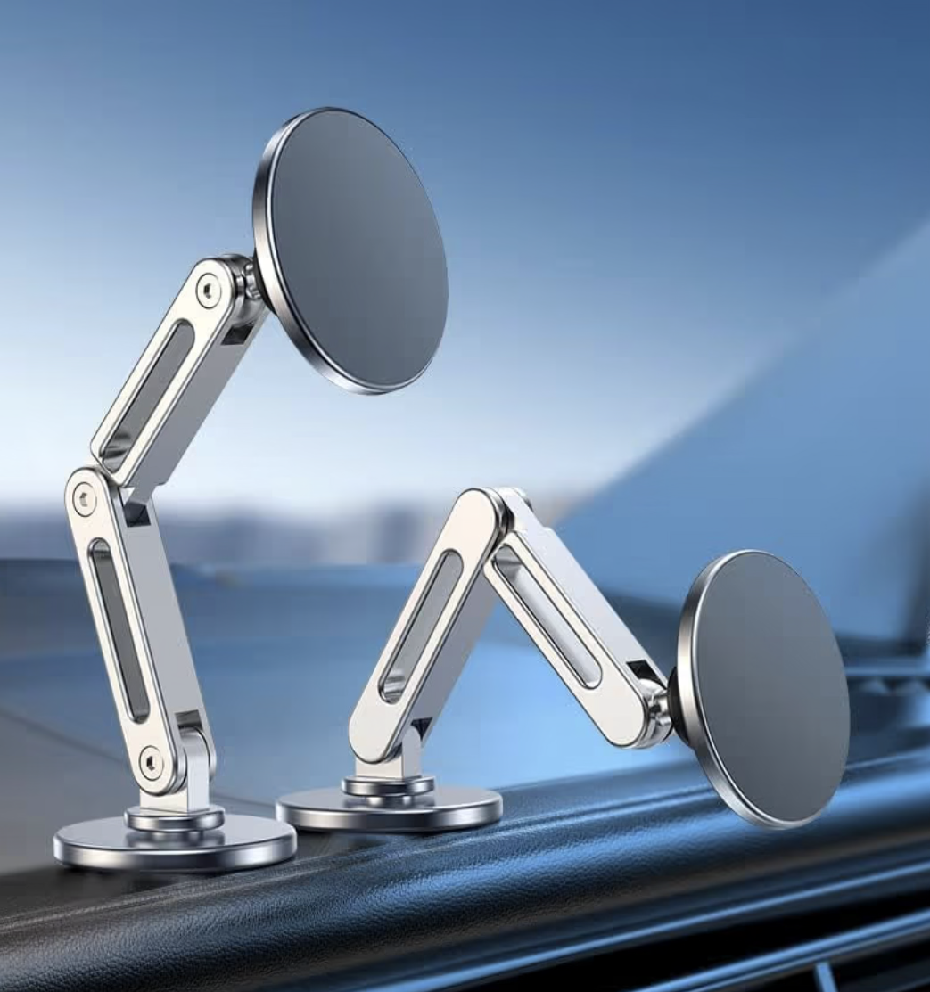 NALACAL Strong Magnetic Phone Holder for Car Phone Mount, Magnets Stand for iPhone 14 13 12 Pro Max Accessories Aluminum Alloy GPS Holder (Silver)