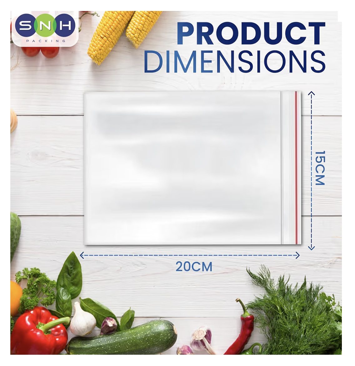 SNH Packing 100 Resealable Zip Bags - Clear Plastic Baggies 15x20 cm for Sandwiches, Snacks, Travel & Everyday Food Storage